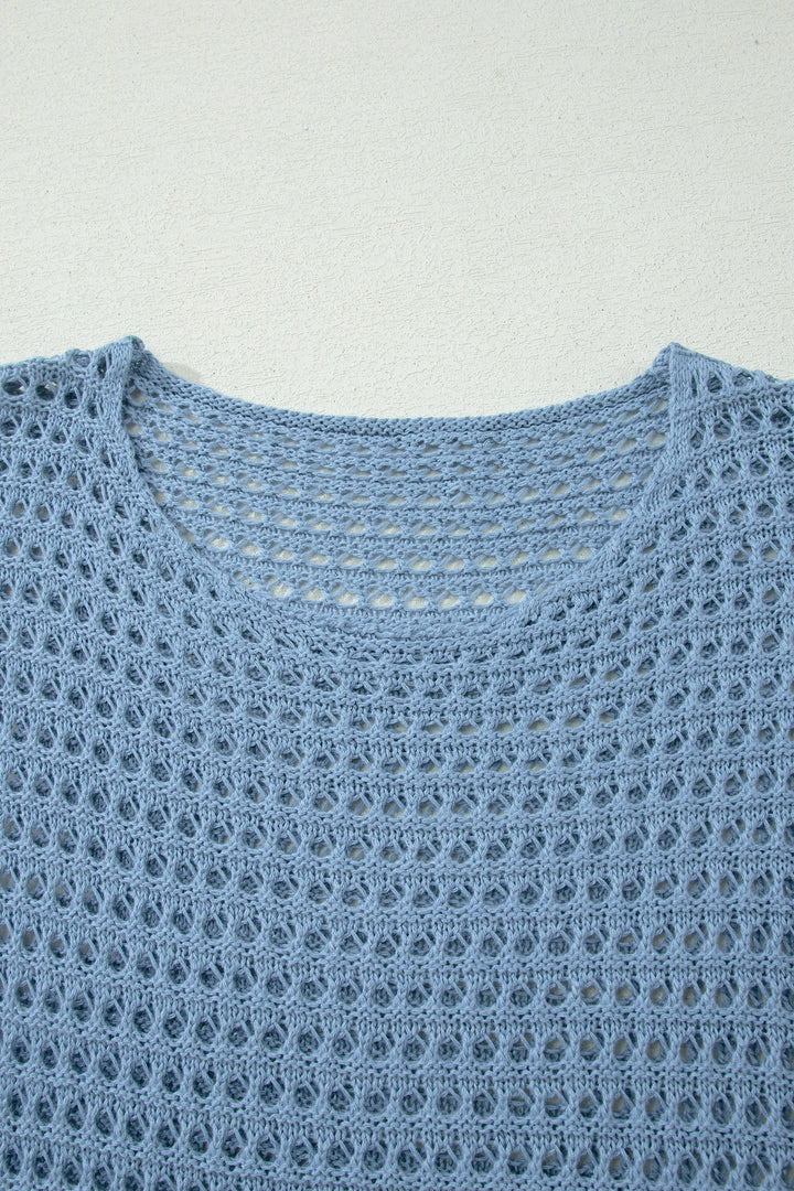 Myosotis Long Sleeve Crochet Knit Sweater Round Neck Loose Fit Casual Pullover Dear-Lover Dropshipping