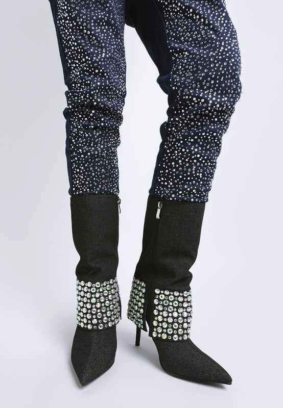 Basso Party Diamante Studded Stiletto Boots