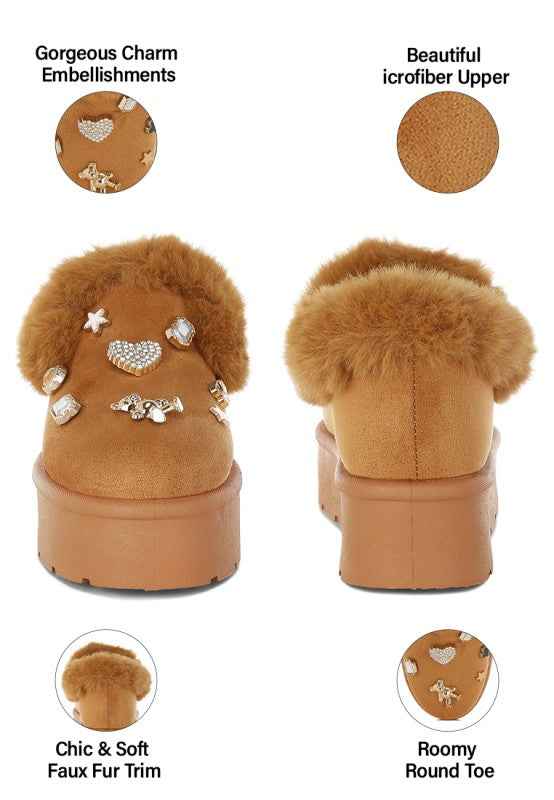 Zeta Charm Detail Slip On Snow Boots