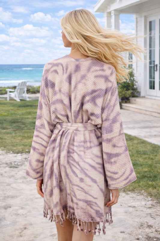 Unisex Cotton Waffle Robe, Honeycomb Weave Bath, B