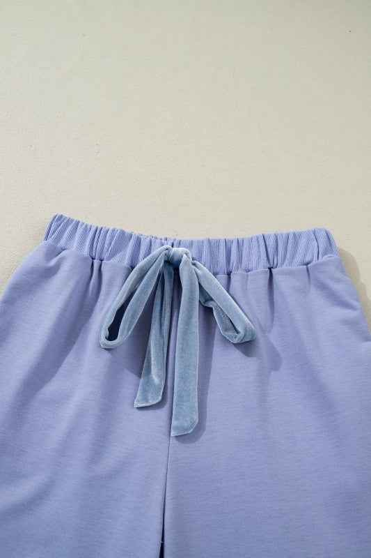 Flounce Long Sleeve Top and Drawstring Pants Set
