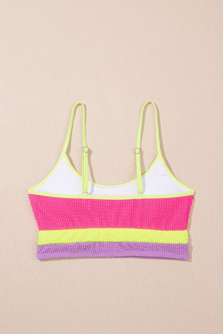 Rose Red Color Block High Waisted Sexy Bikini Set Dear-Lover Dropshipping