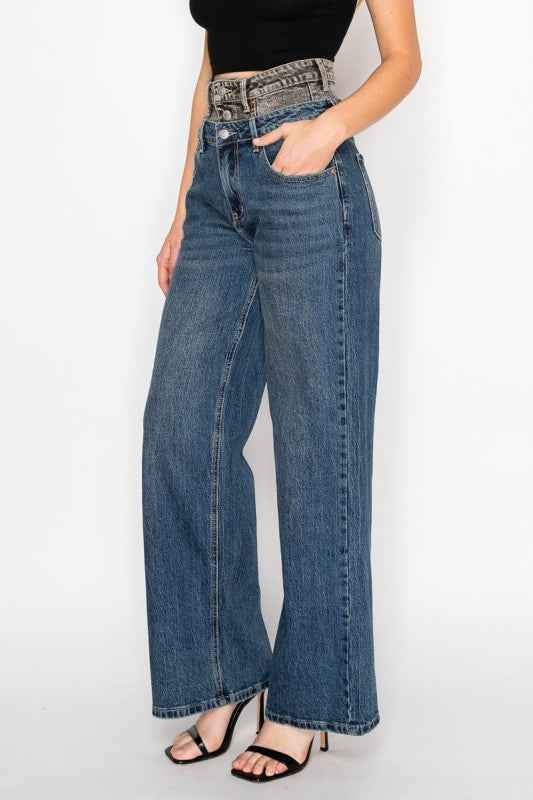 Double Snap On Waistband Layered Ultra High Rise W
