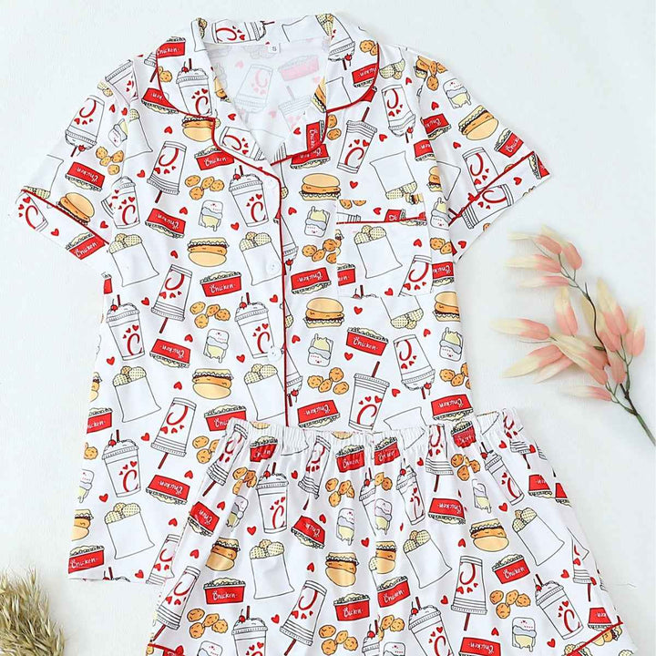 Popular Hamburg printed short sleeved shorts, pajamas, and home wear