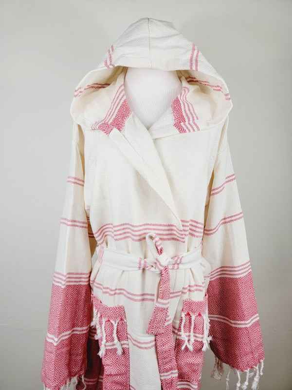Unisex Robe, Beach or spa Robe with pockets - Red
