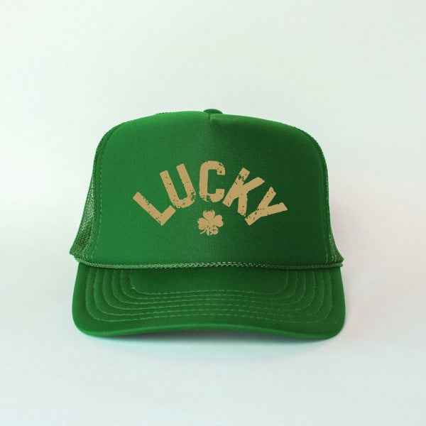 Lucky Arched Distressed Foam Trucker Hat
