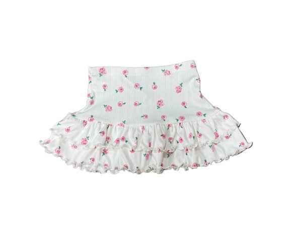 Girls Maggie White Floral Skirt