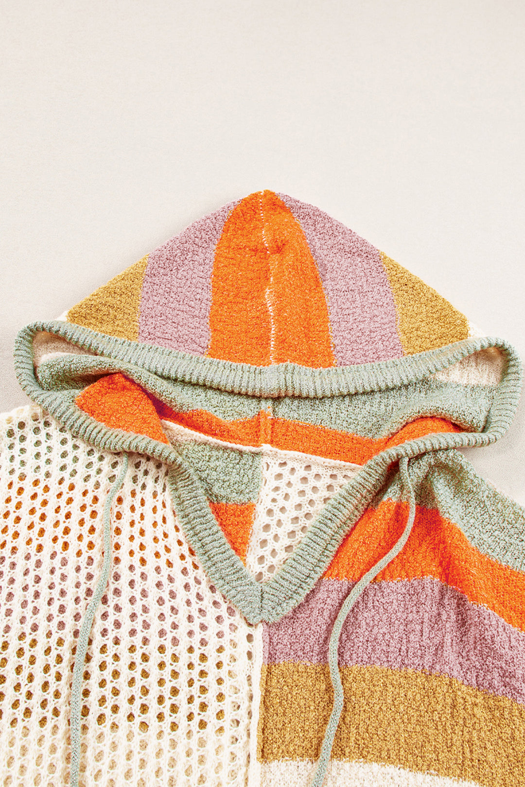 DEAR-LOVER Beige Oversized Colorblock V Neck Hooded Sweater Dear-Lover Dropshipping