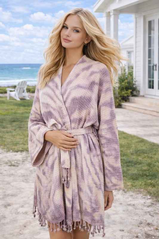 Unisex Cotton Waffle Robe, Honeycomb Weave Bath, B
