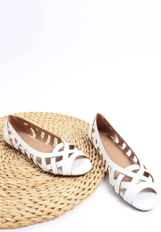 Moira Woven Peep Toe Flats