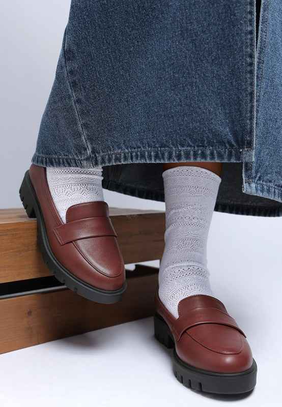 Peridot Faux Leather Chunky Loafers