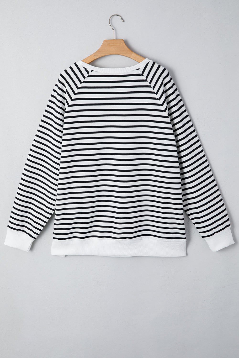 Black Stripe Raglan Sleeve Side Slits Loose Sweatshirt Dear-Lover Dropshipping