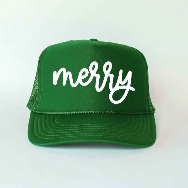 Merry Bold Cursive Puff Print Foam Trucker Hat