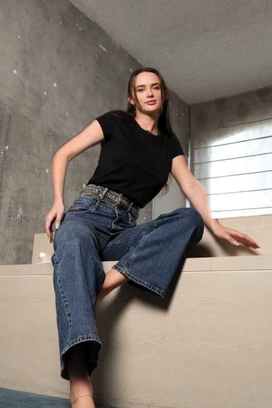 Double Snap On Waistband Layered Ultra High Rise W