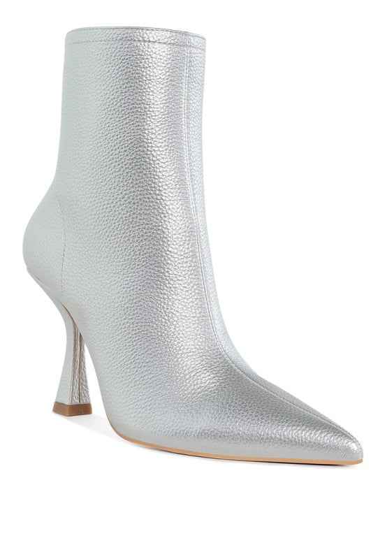 Tentia Metallic Pleather Spool Heel Boots