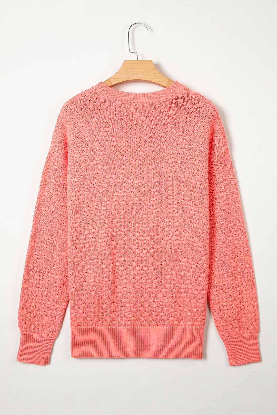 Coral Paradise Breathable Patterned Knit Drop Shoulder Pullover Sweater Dear-Lover Dropshipping