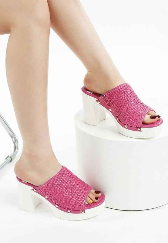 Marengo Raffia Wooden Clogs