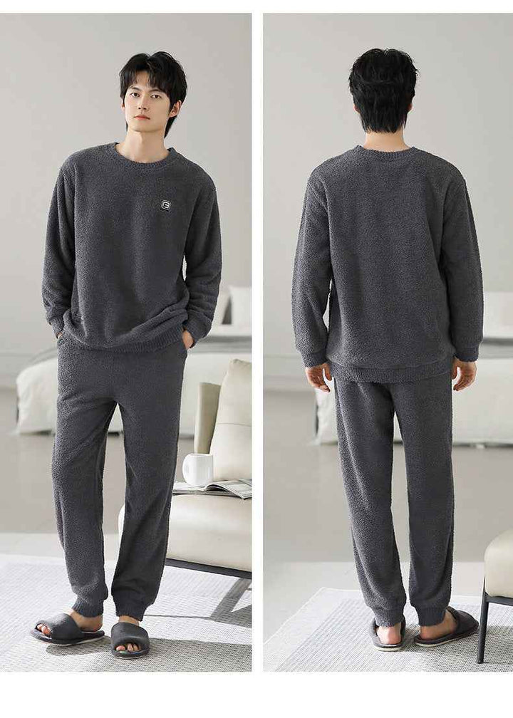 Winter pajamas men's pullover can be worn as outerwear home clothes