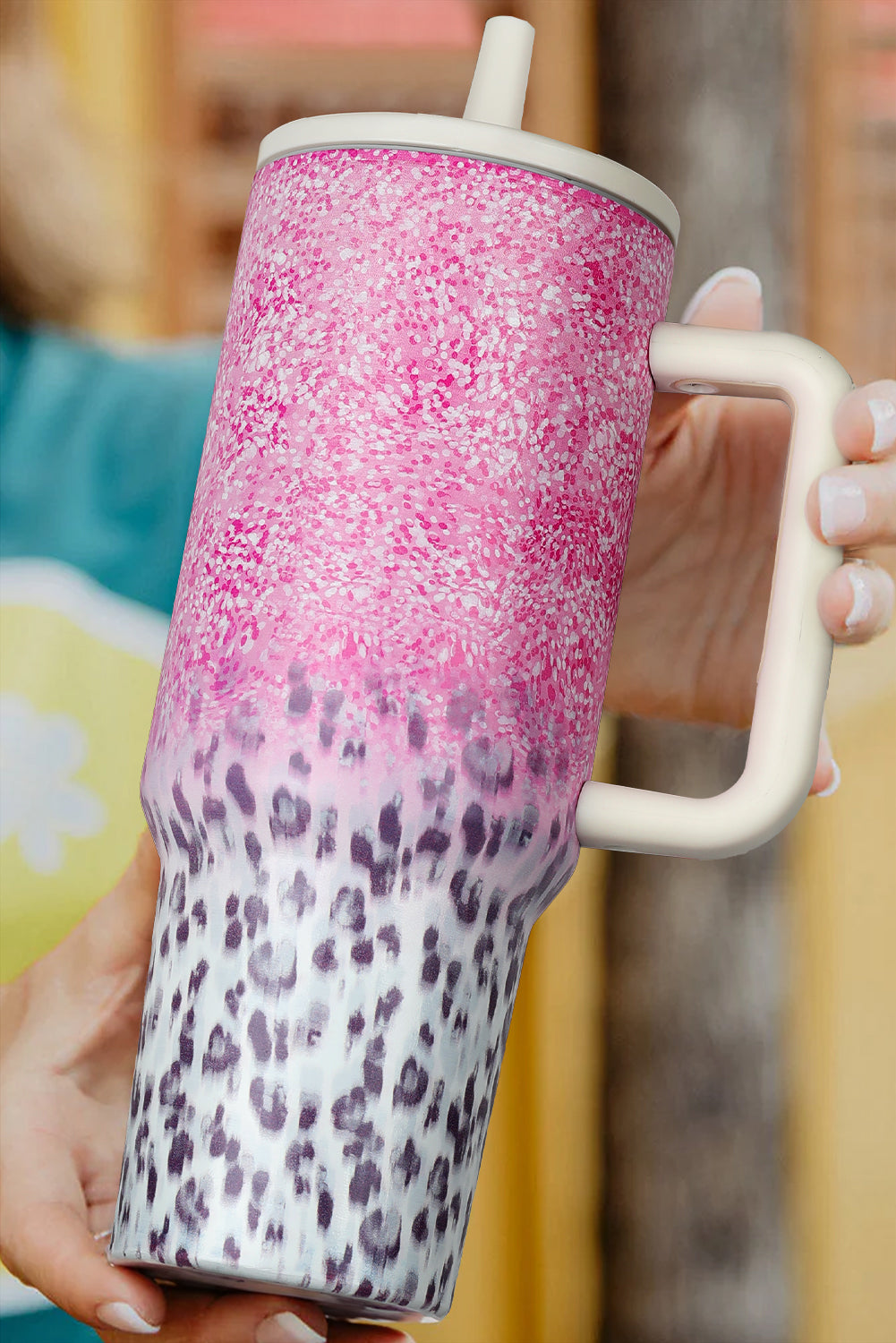 Pink Leopard Gradient 40oz Stainless Steel Thermos Travel Cup Dear-Lover Dropshipping