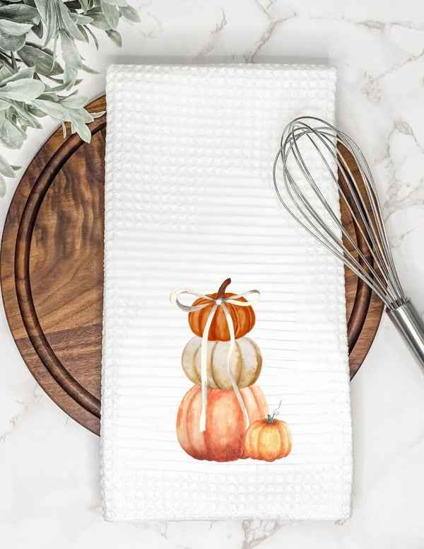 Pumpkin Topiary Waffle Tea Towel