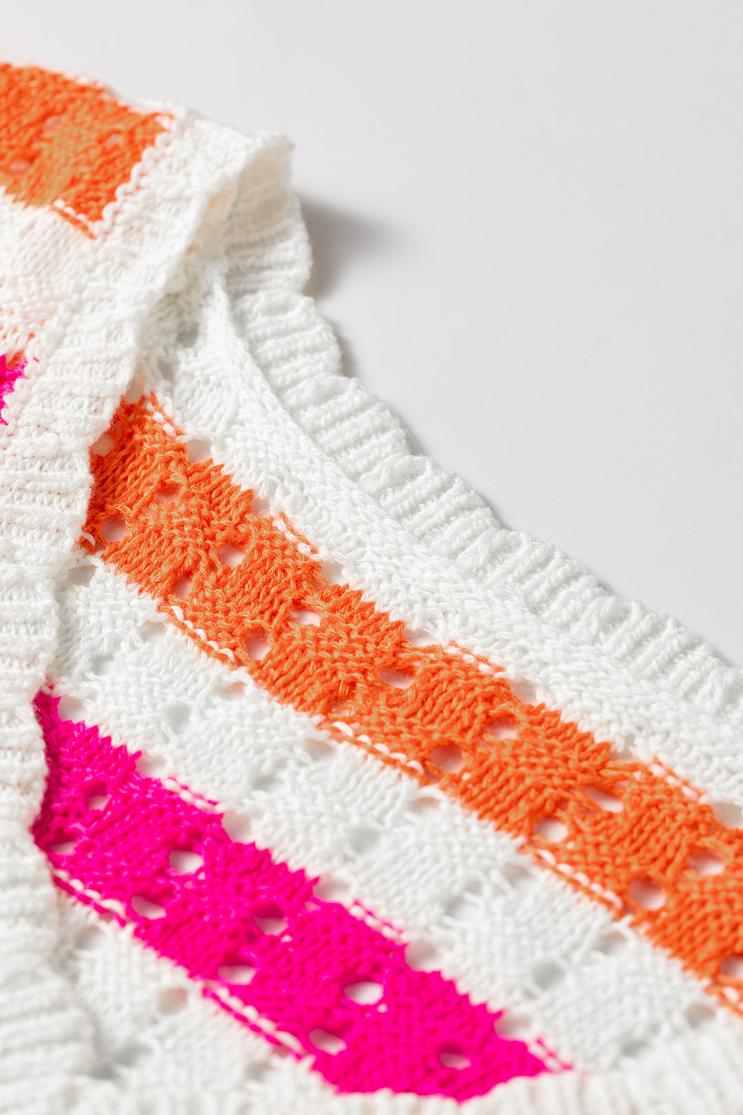Multicolour Striped Eyelet Knit V Neck Sweater Tee Dear-Lover Dropshipping