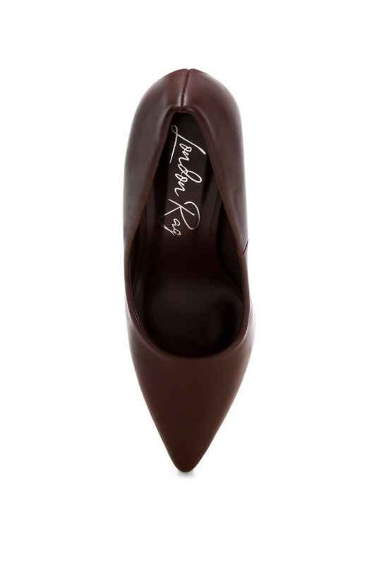 ZHURI Faux Leather Solid Block Heel Pumps