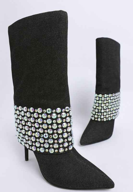 Basso Party Diamante Studded Stiletto Boots