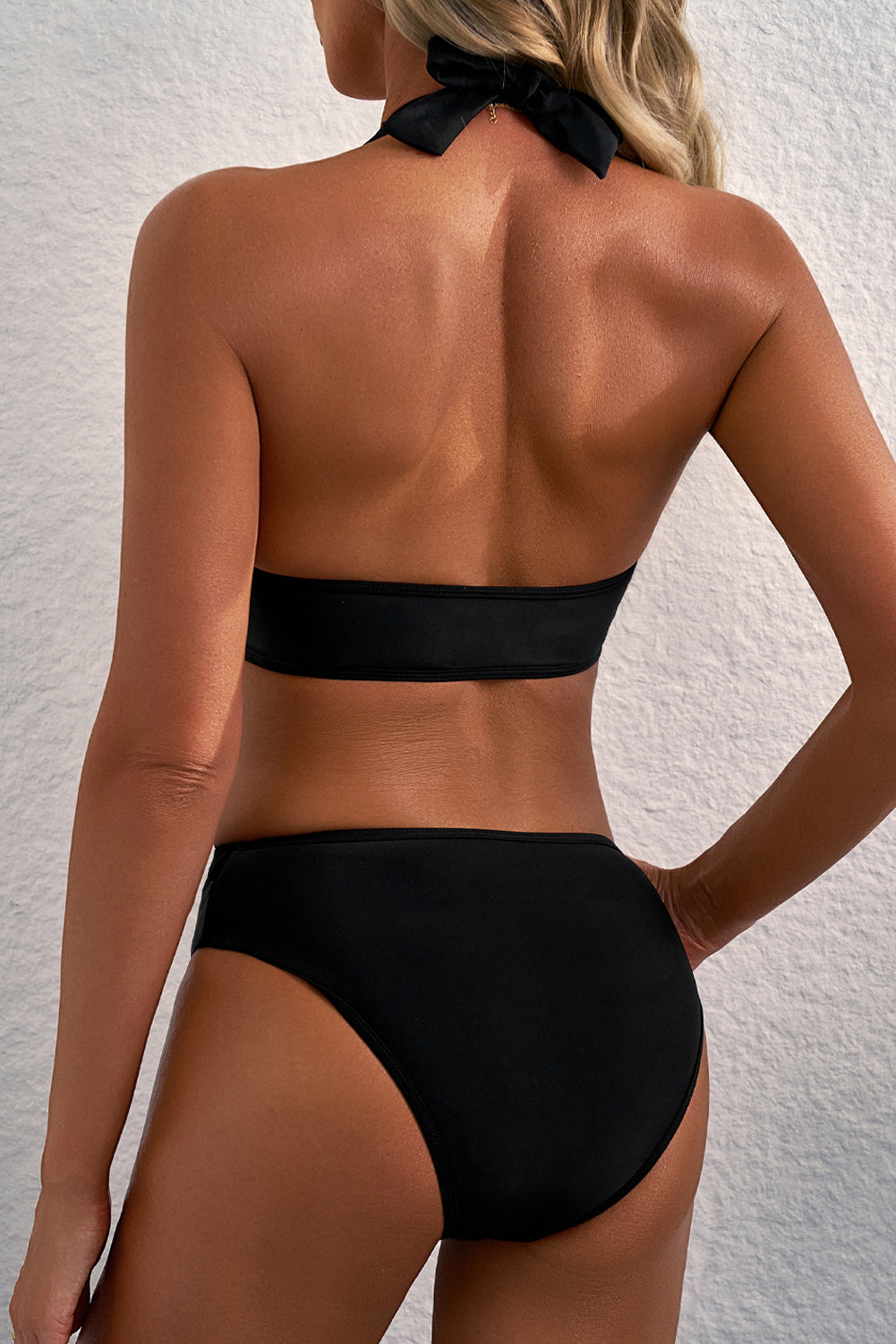 Black Sheer Mesh Edged Halter V Neck Push Up Bikini Dear-Lover Dropshipping