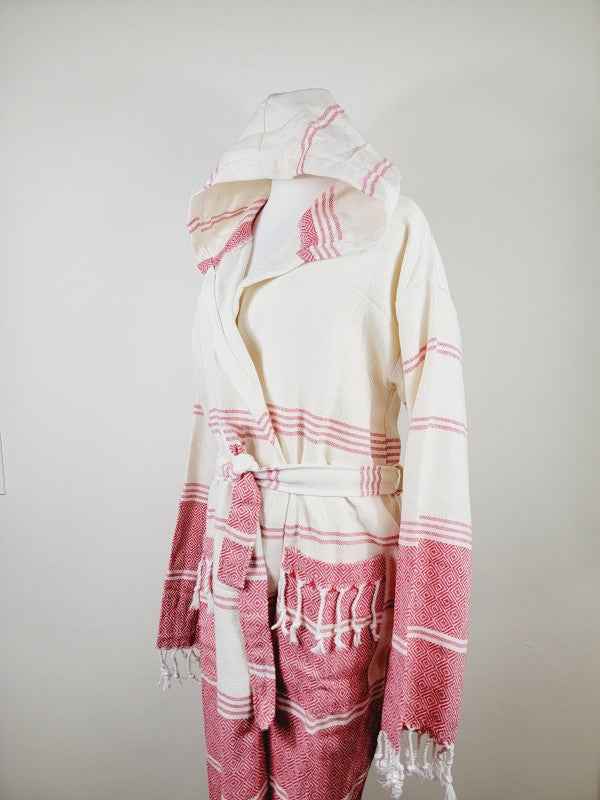 Unisex Robe, Beach or spa Robe with pockets - Red