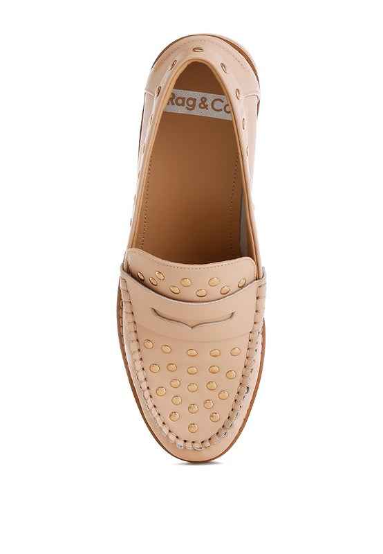 Oglavia Studs Embellished Leather Loafers