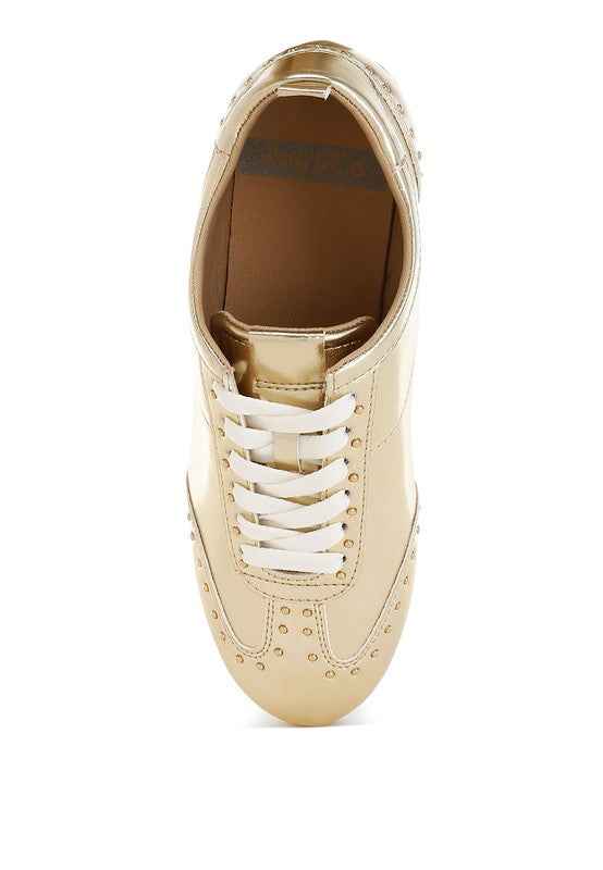 Yorika Studded Metallic Pleather Sneakers