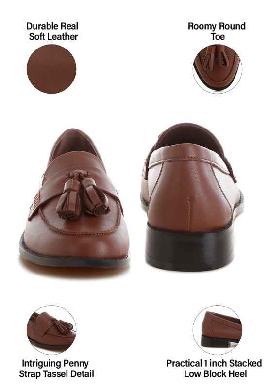 Yelena Real Leather Tassel Loafers