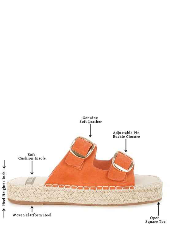 Kuopa Genuine Soft Leather Espadrille Flatform