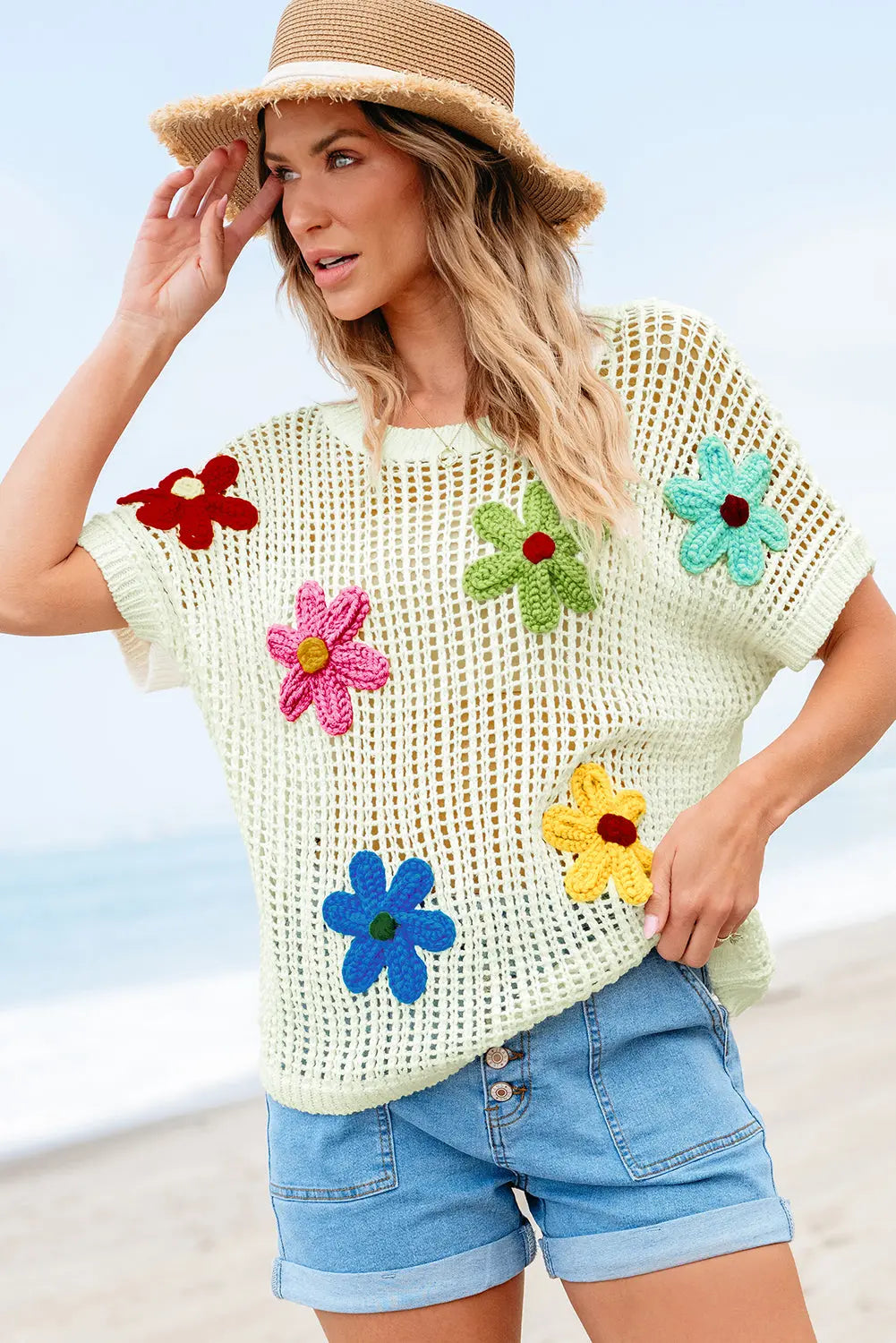 White Crochet Flower Hollow-out Sweater T Shirt Dear-Lover Dropshipping