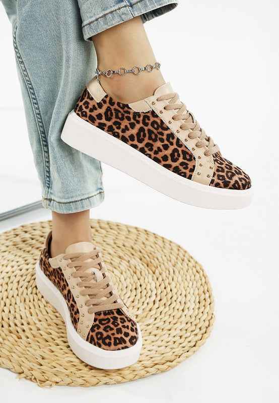 Flippin Studded Leopard Print Chunky Sneakers