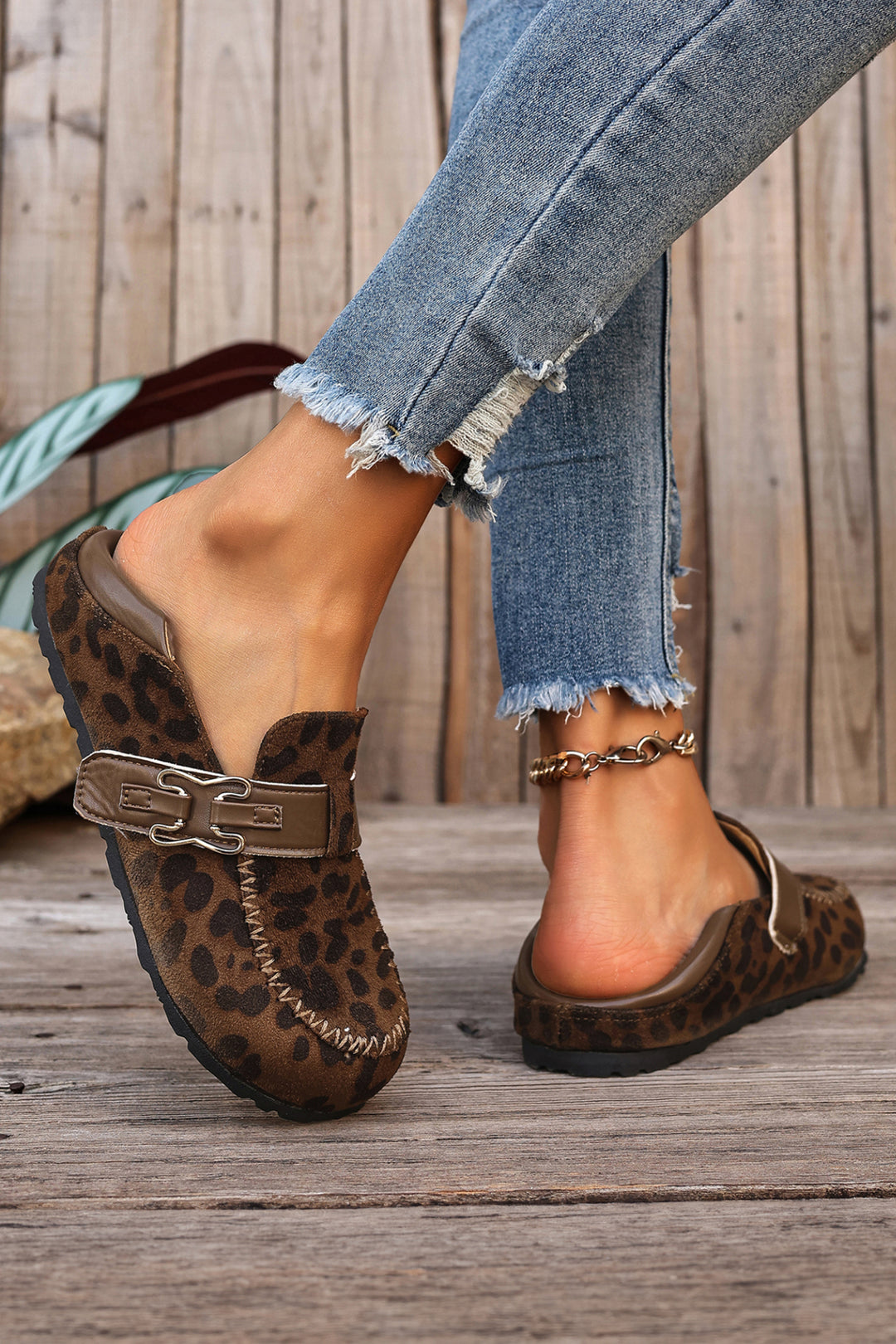Khaki Faux Suede PU Leather Patchwork Retro Buckle Slip On Shoes Dear-Lover Dropshipping