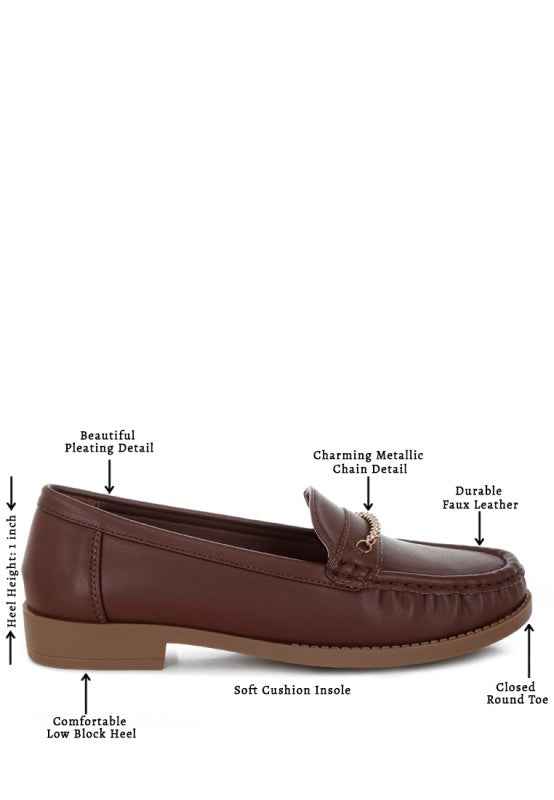 Nemunk Metallic Chain Detail Loafers