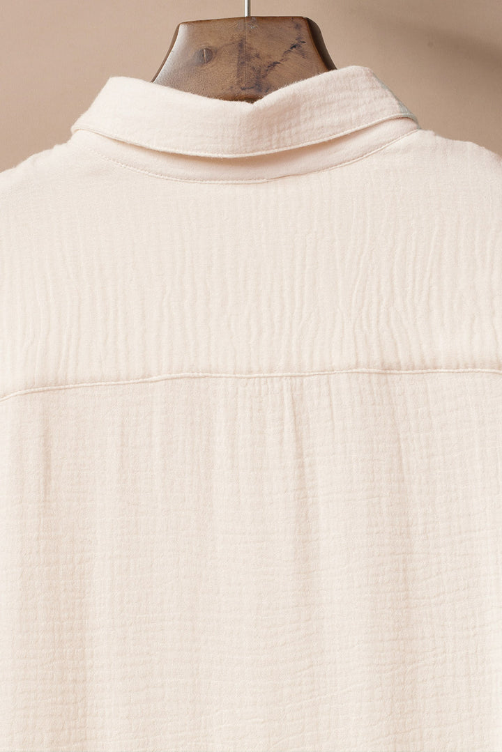 Apricot Crinkled Buttons Maxi Beach Dress with Slits Dear-Lover Dropshipping