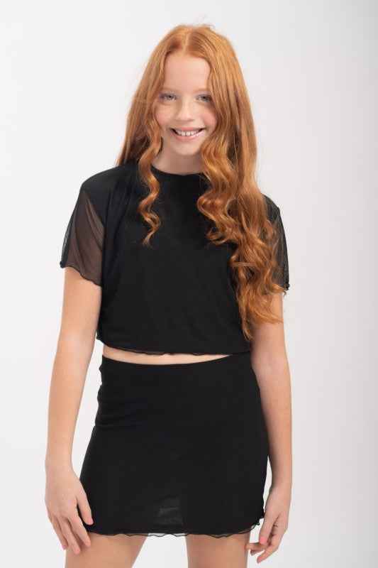 Girls 2 Piece Mesh Skirt Set