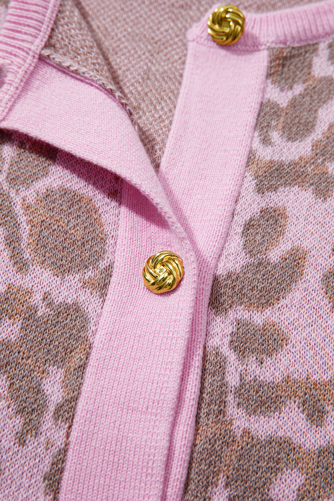 Pink Leopard Button Down Short Sleeve Sweater Cardigan Dear-Lover Dropshipping