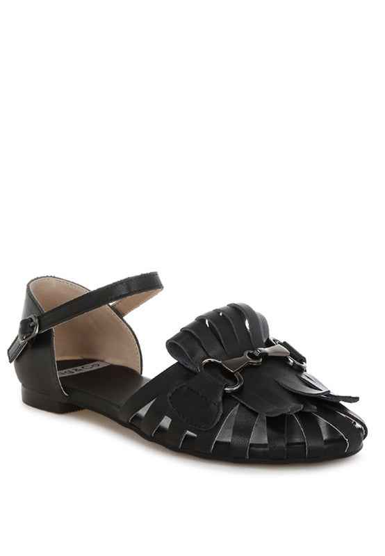 Ramita Horsebit Fringe Flat Sandals