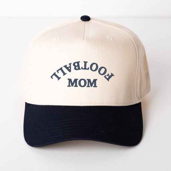 Embroidered Football Mom Upside Down Arch - Canvas Trucker