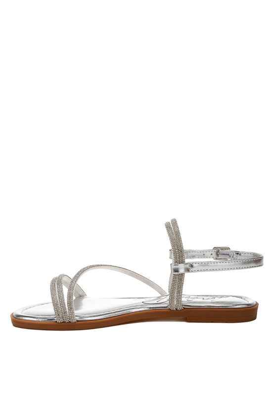 Bawley Rhinestone Strappy Flat Sandals
