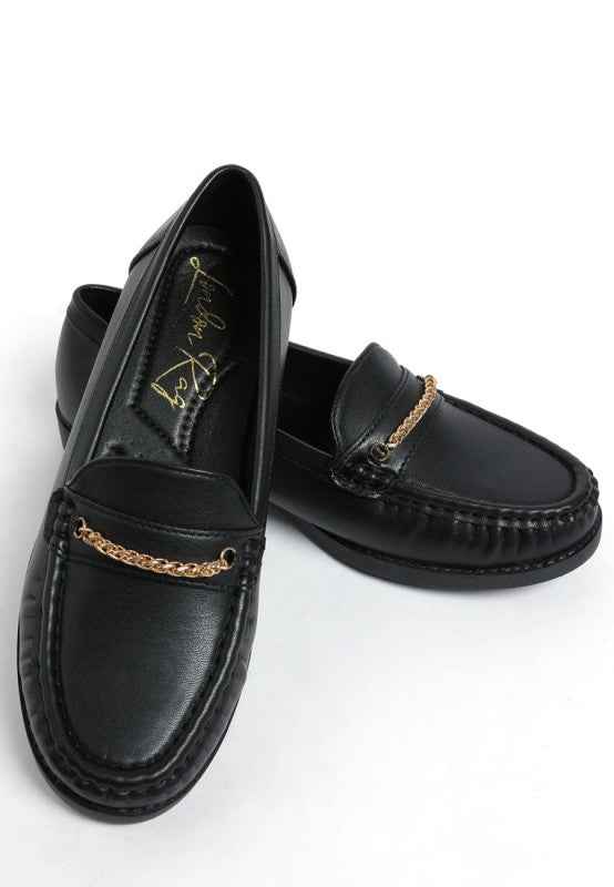 Nemunk Metallic Chain Detail Loafers