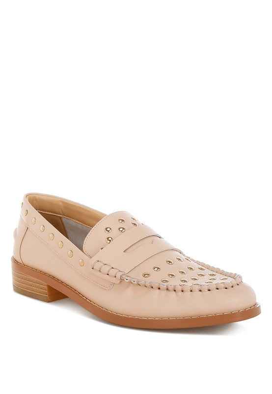 Oglavia Studs Embellished Leather Loafers