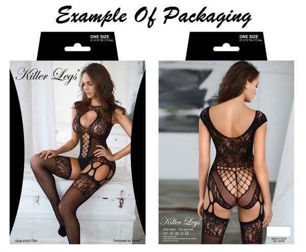 High Neck Lace Keyhole Garter Fishnet Bodystocking