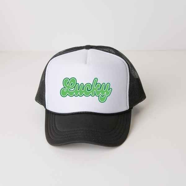 Green Lucky Cursive Foam Trucker Hat