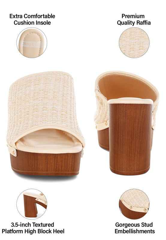 Marengo Raffia Wooden Clogs