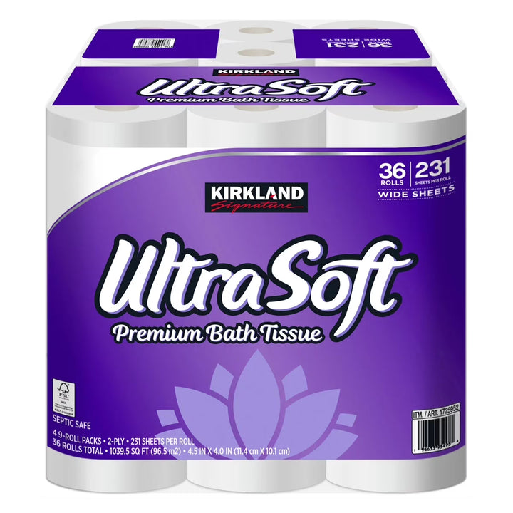 Kirkland Signature Ultra Soft Bath Tissue, 2-Ply, 231 Sheets, 36 Rolls Costco