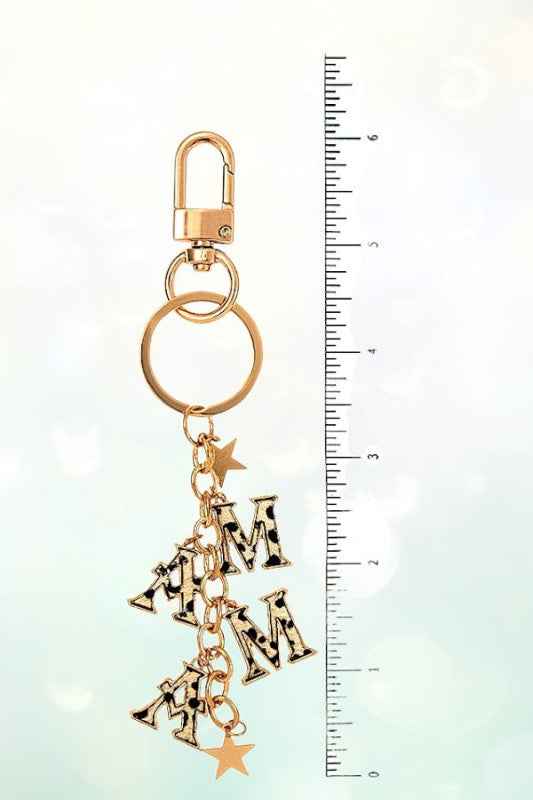 CHEETAH PRINT MAMA STAR LINK DROP KEYCHAIN